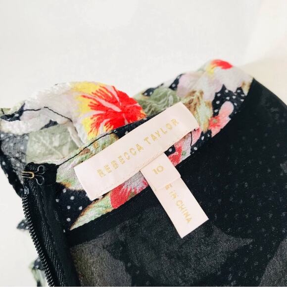 Rebecca Taylor Kamea Smocked Floral Flutter-Sleeve Silk Dress Women’s Size 10 - Picture 11 of 14